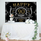 Vintage Gold Black Perfection 90th Birthday Backdrop